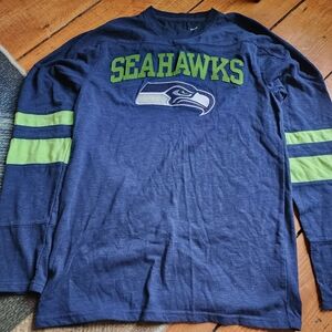 NFL Seahawks Blue and Green Long Sleeve Jersey